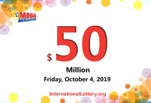 2019年10月1日的Mega Millions开奖结果；奖池为5000万美元。