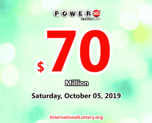 Powerball 在 2019 年 10 月 5 日的奖金累积到 7000 万美元。